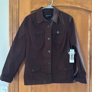 NWT Jones  New York Signature Women’s Brown Double Breasted Jacket Coat Large